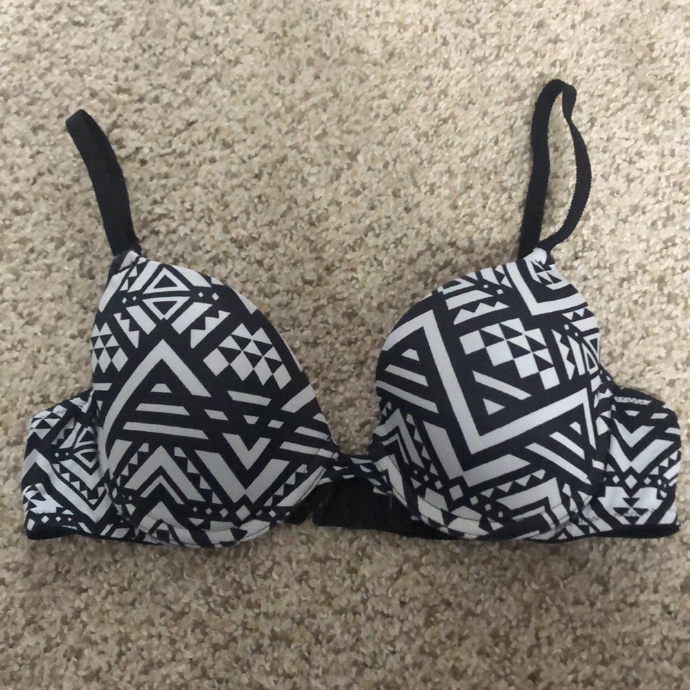 PINK Black and White Lightly Lined Bra